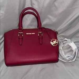 Michael Kors Burgundy Satchel with Gold Hardware NWOT